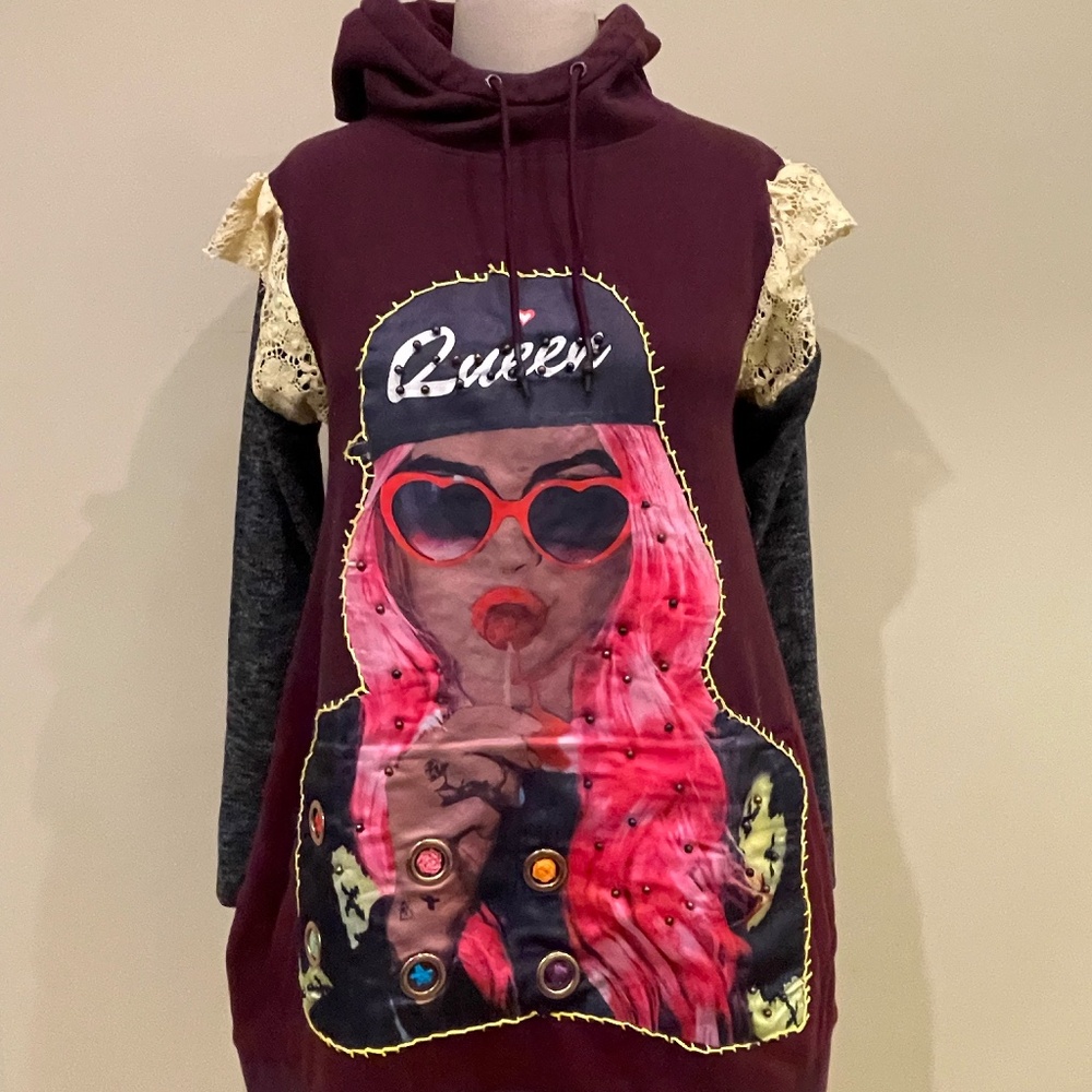 Upcycled Queen Hoodie Tunic